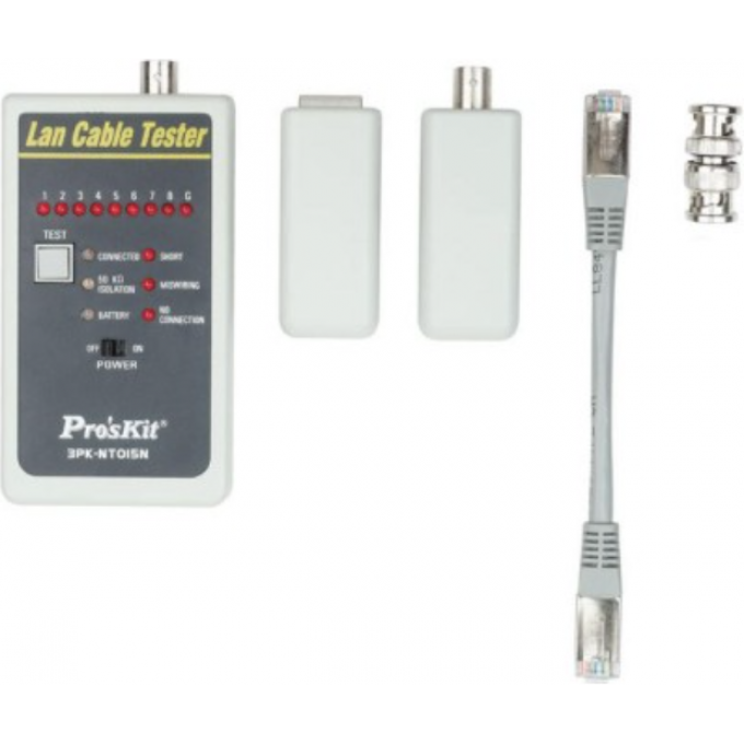 Тестер сетевого кабеля LAN PROSKIT с разъемами RJ-45 и BNC 3PK-NT015N