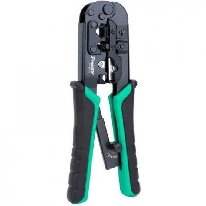 Кримпер для коннекторов Western PROSKIT RJ10, RJ11/12, RJ45 с трещоточным механизмом CP-376TR