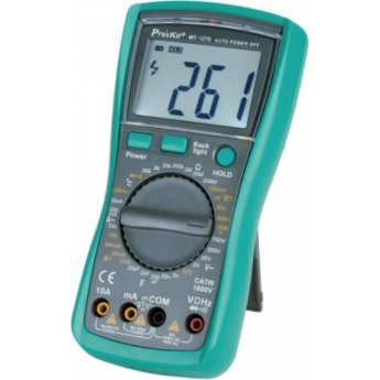Цифровой мультиметр PROSKIT MT-1270 с ЖК-дисплеем 3½ разряда, измерением температуры и ёмкости MT-1260 Цифровой мультиметр PROSKIT MT-1270 с ЖК-дисплеем 3½ разряда, измерением температуры и ёмкости MT-1260