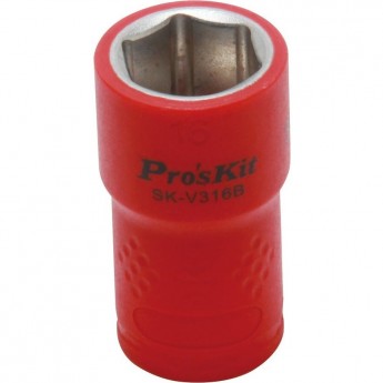 Торцевая головка изолированная PROSKIT 16 мм 3/8 дюйма (1000 В) SK-V316B Торцевая головка изолированная PROSKIT 16 мм 3/8 дюйма (1000 В) SK-V316B